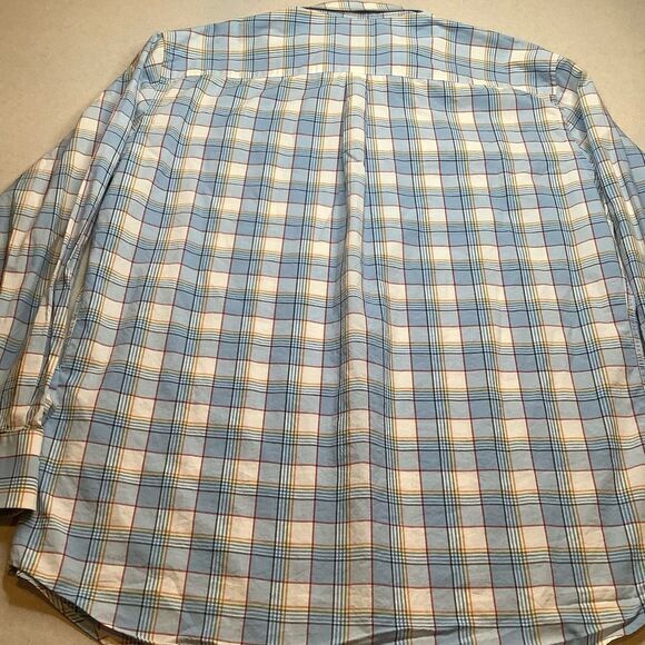 Peter Millar Long Sleeve Sport Shirt XL Multi Color Plaid Blue/Orange/Re… - Picture 5 of 6